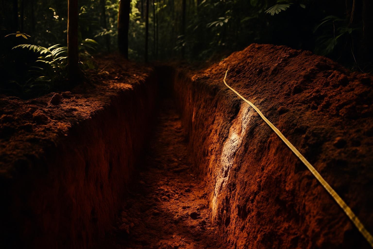 Illustrative: saprolite trench with an exposed quartz vein
